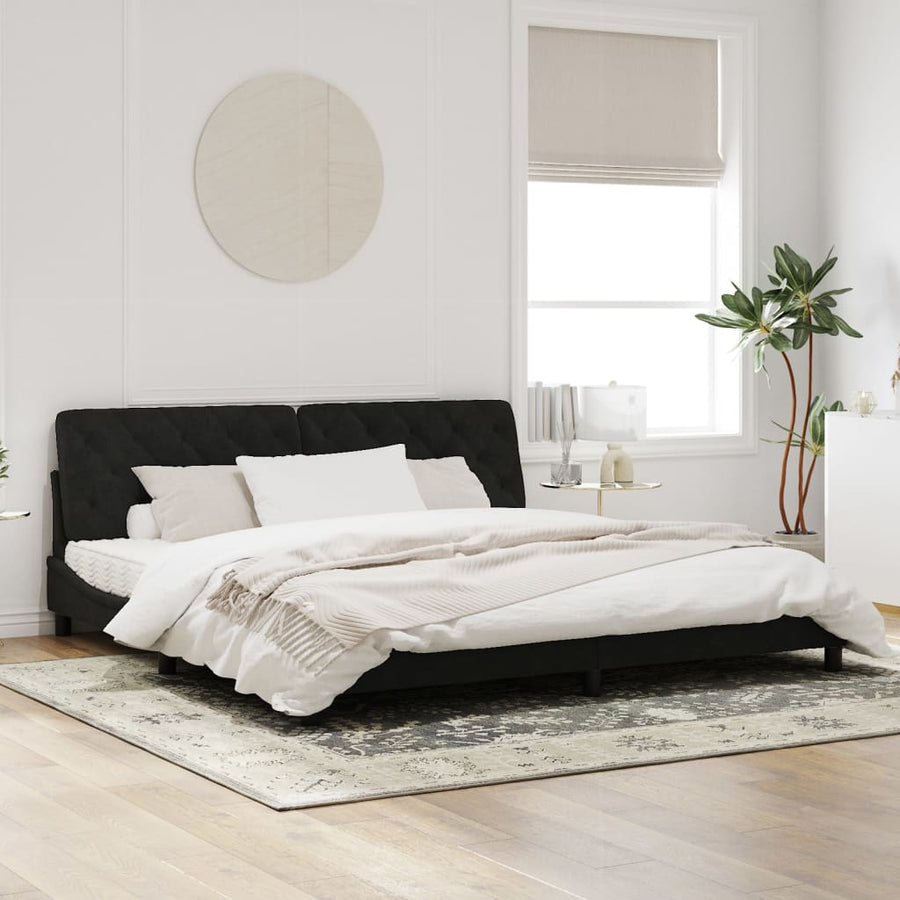 Bedframe met LED-verlichting fluweel zwart 200x200 cm