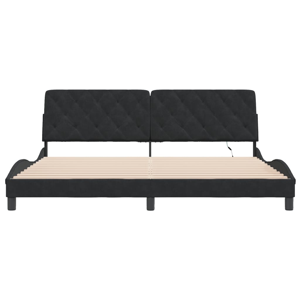 Bedframe met LED-verlichting fluweel zwart 200x200 cm