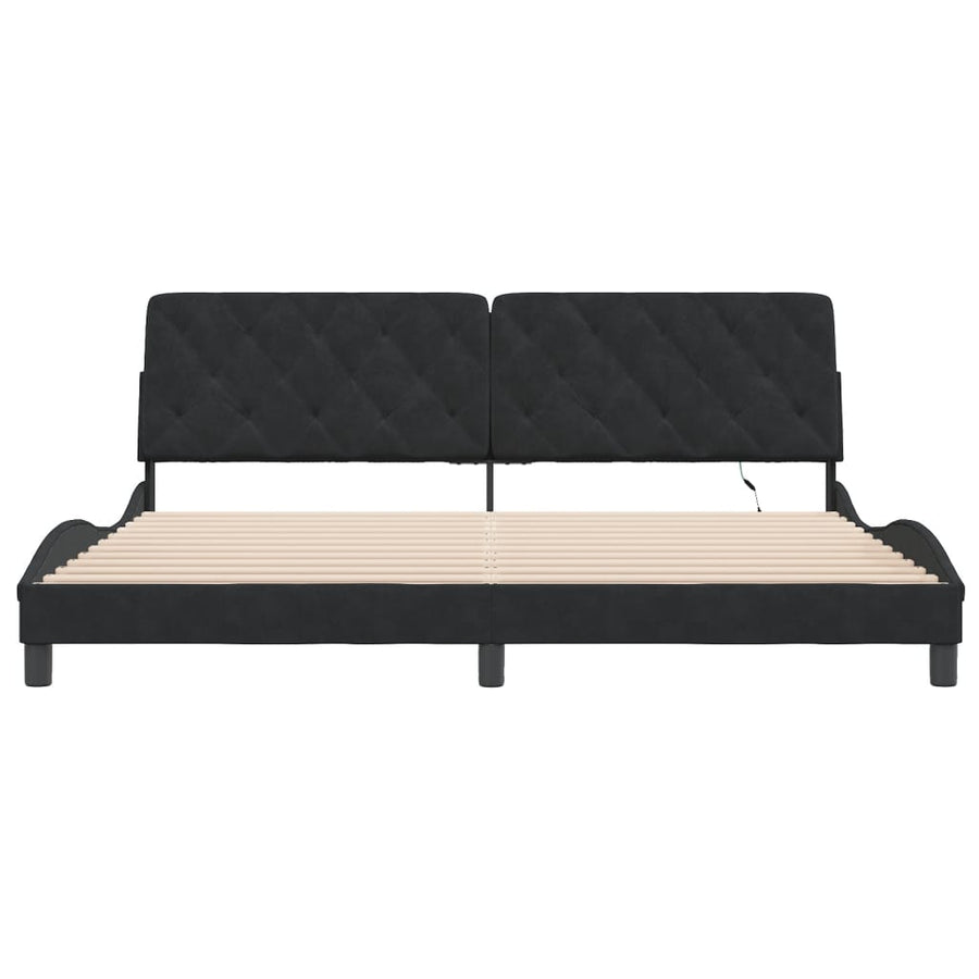 Bedframe met LED-verlichting fluweel zwart 200x200 cm