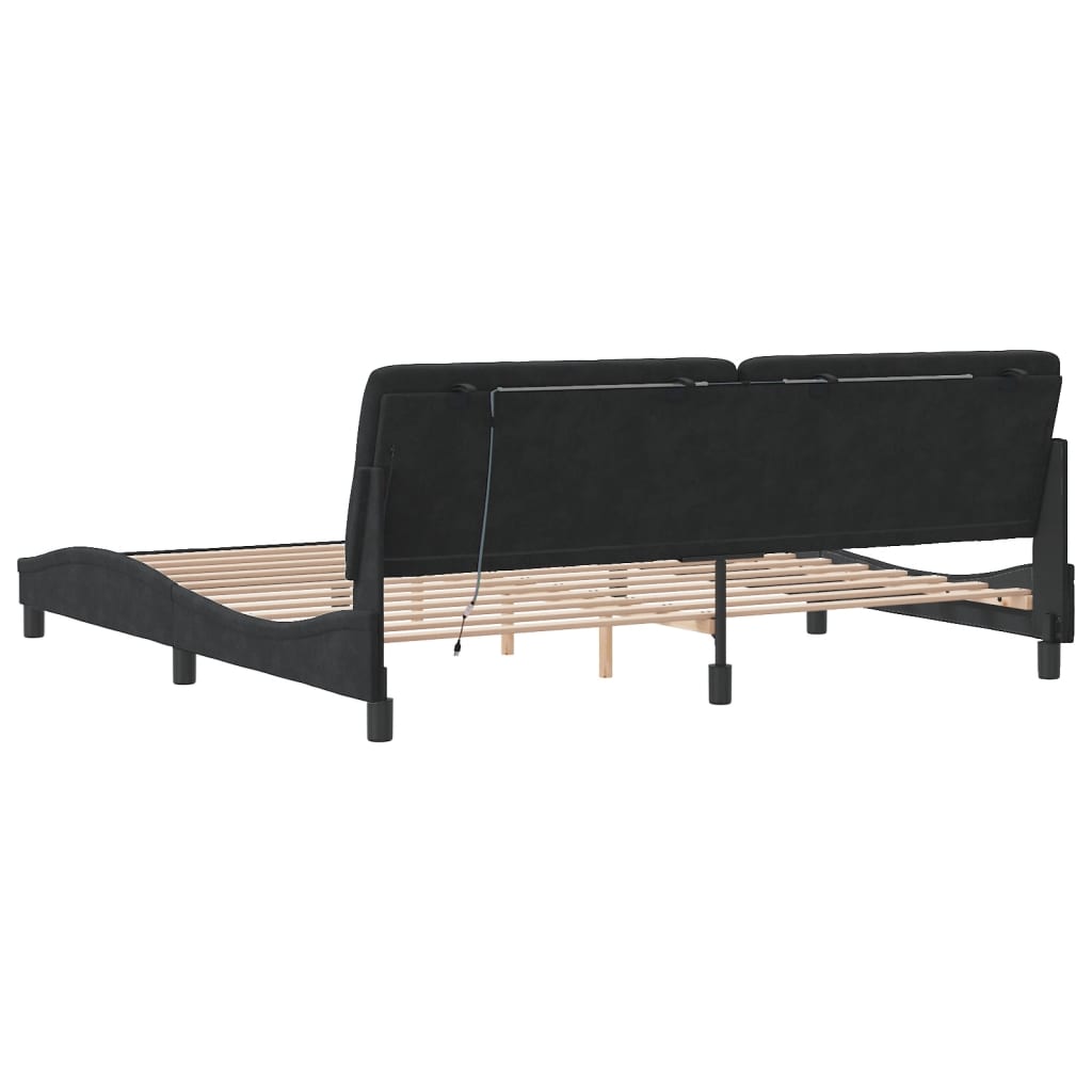 Bedframe met LED-verlichting fluweel zwart 200x200 cm