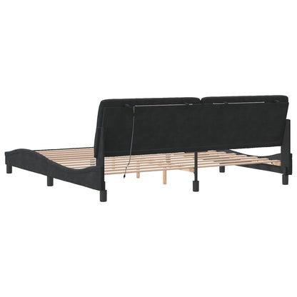 Bedframe met LED-verlichting fluweel zwart 200x200 cm