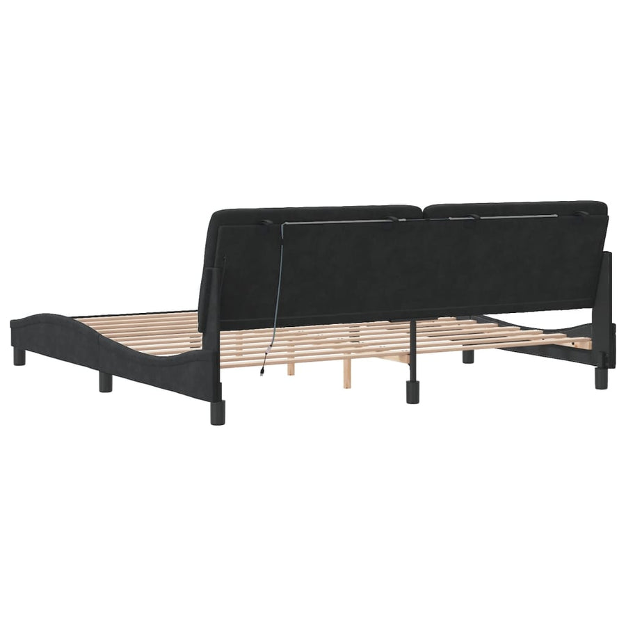 Bedframe met LED-verlichting fluweel zwart 200x200 cm