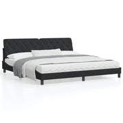 Bedframe fluweel zwart 200x200 cm met LED
