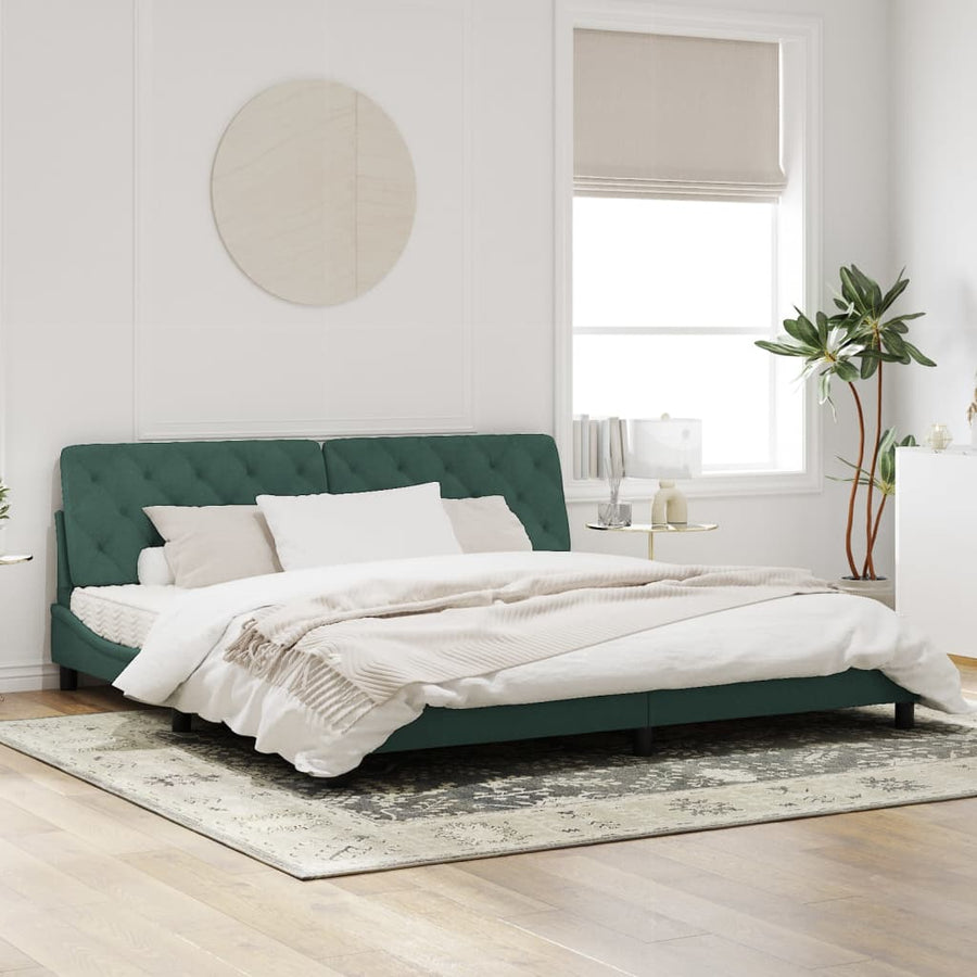 Bedframe met LED-verlichting fluweel donkergroen 200x200 cm