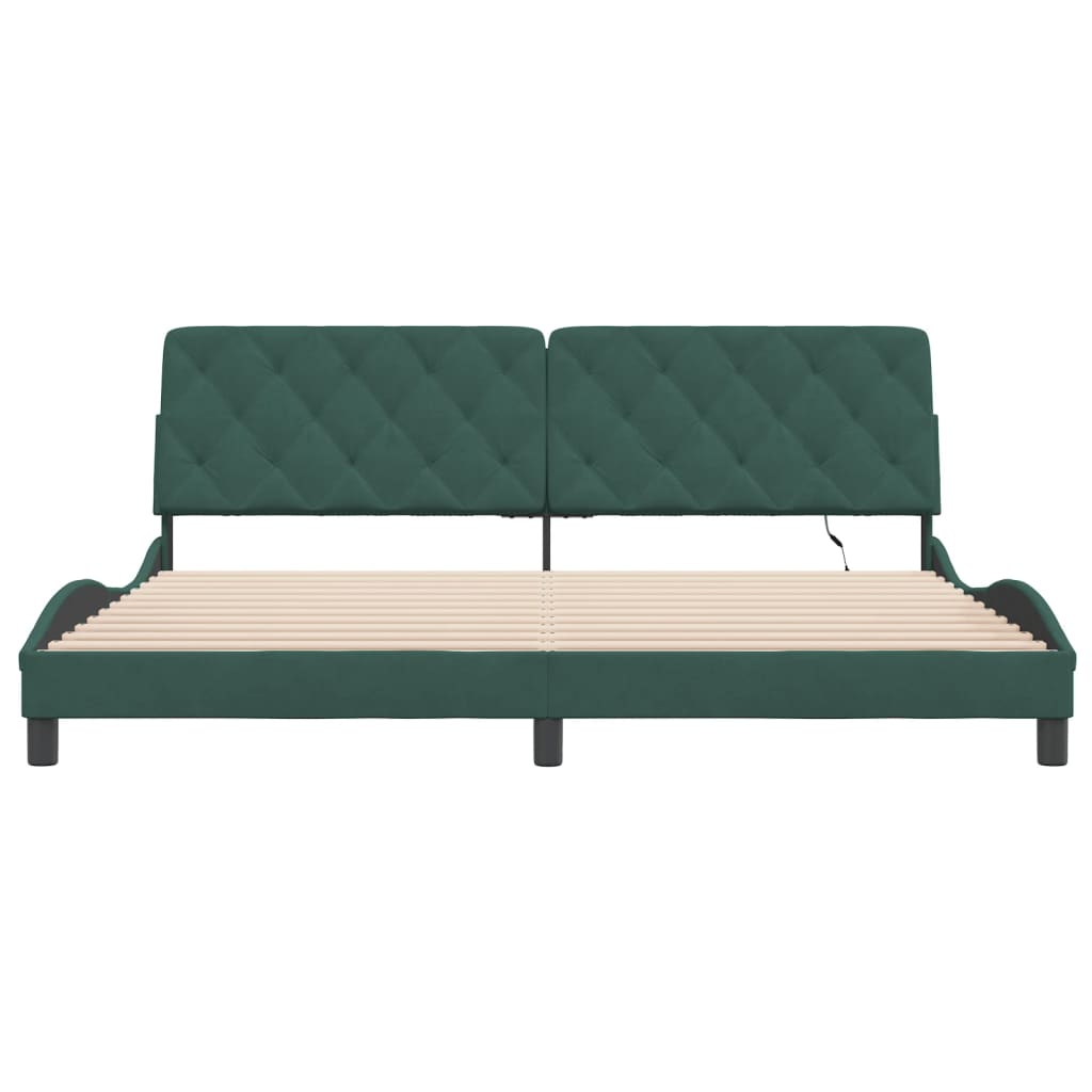 Bedframe met LED-verlichting fluweel donkergroen 200x200 cm