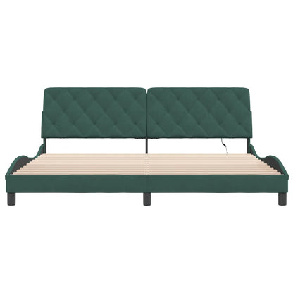 Bedframe met LED-verlichting fluweel donkergroen 200x200 cm