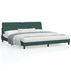 LED bed frame without mattress velvet dark green 200x200 cm