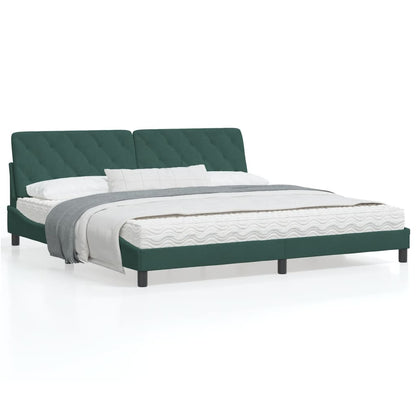 Bedframe met LED-verlichting fluweel donkergroen 200x200 cm