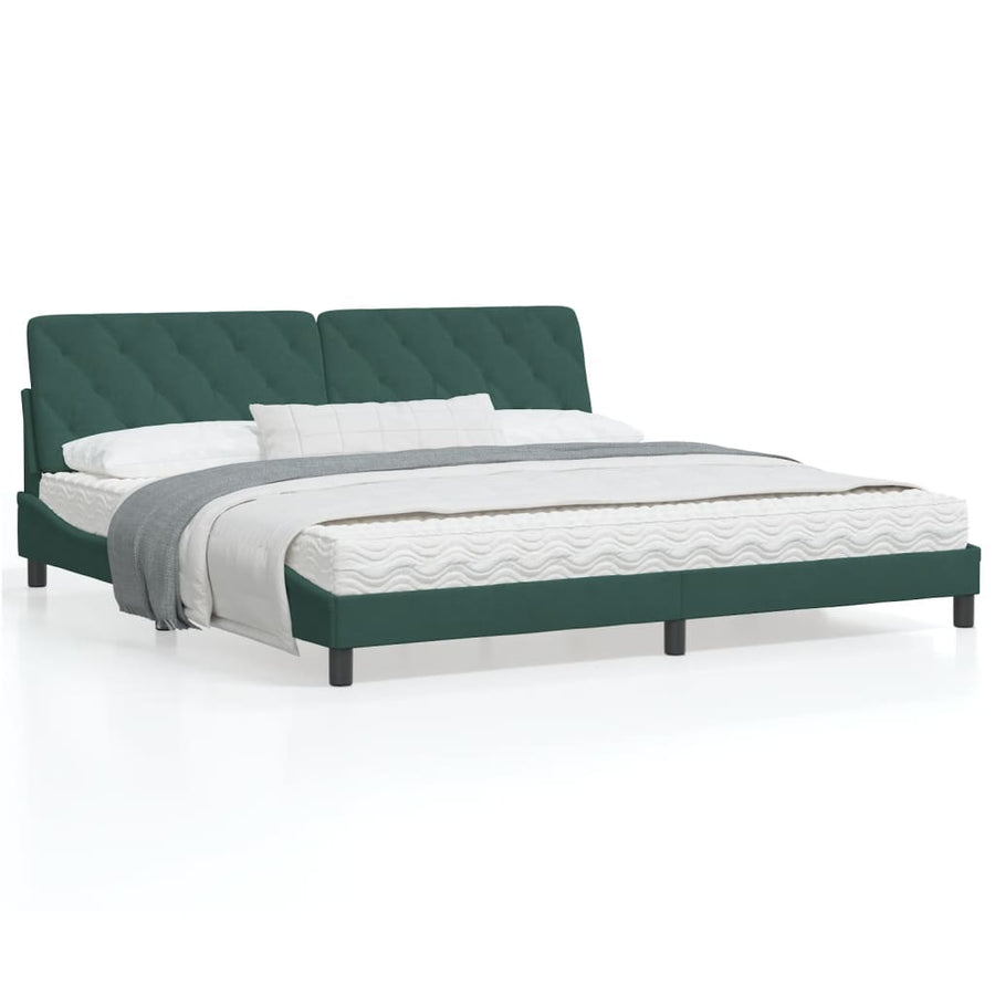 Bedframe met LED-verlichting fluweel donkergroen 200x200 cm