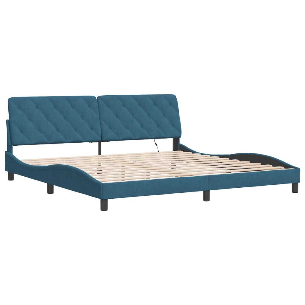 Bedframe met LED-verlichting fluweel blauw 200x200 cm