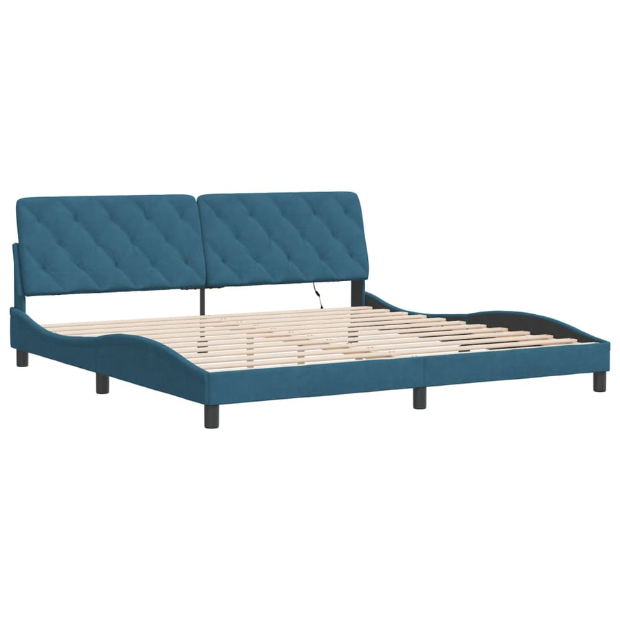 Bedframe met LED-verlichting fluweel blauw 200x200 cm