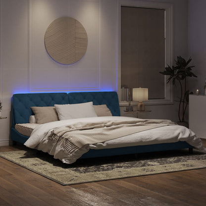 Bedframe met LED-verlichting fluweel blauw 200x200 cm