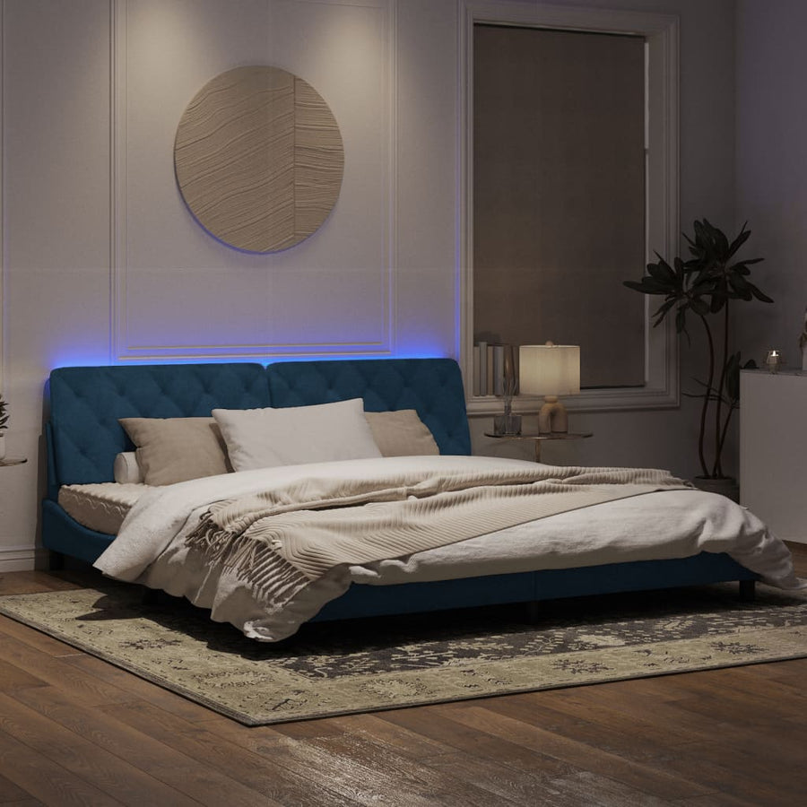 Bedframe met LED-verlichting fluweel blauw 200x200 cm