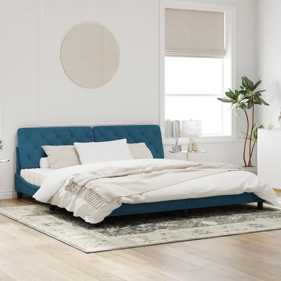 Bedframe met LED-verlichting fluweel blauw 200x200 cm