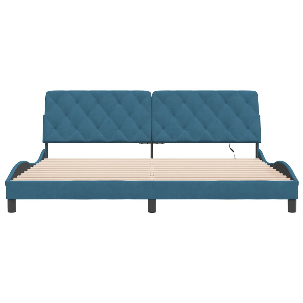 Bedframe met LED-verlichting fluweel blauw 200x200 cm