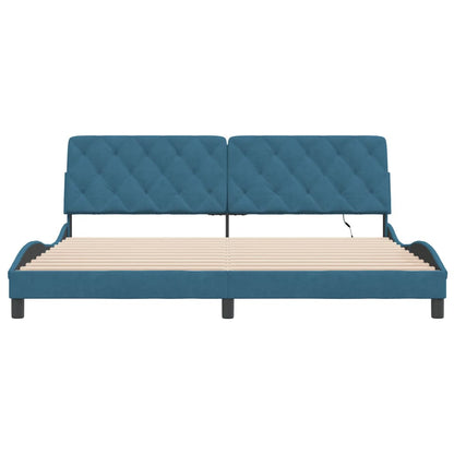 Bedframe met LED-verlichting fluweel blauw 200x200 cm
