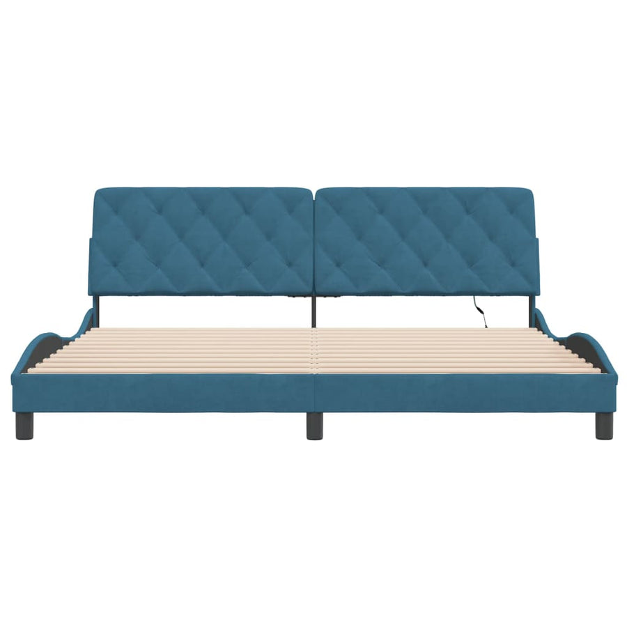 Bedframe met LED-verlichting fluweel blauw 200x200 cm