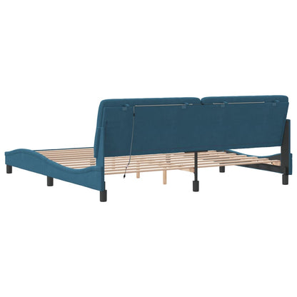 Bedframe met LED-verlichting fluweel blauw 200x200 cm