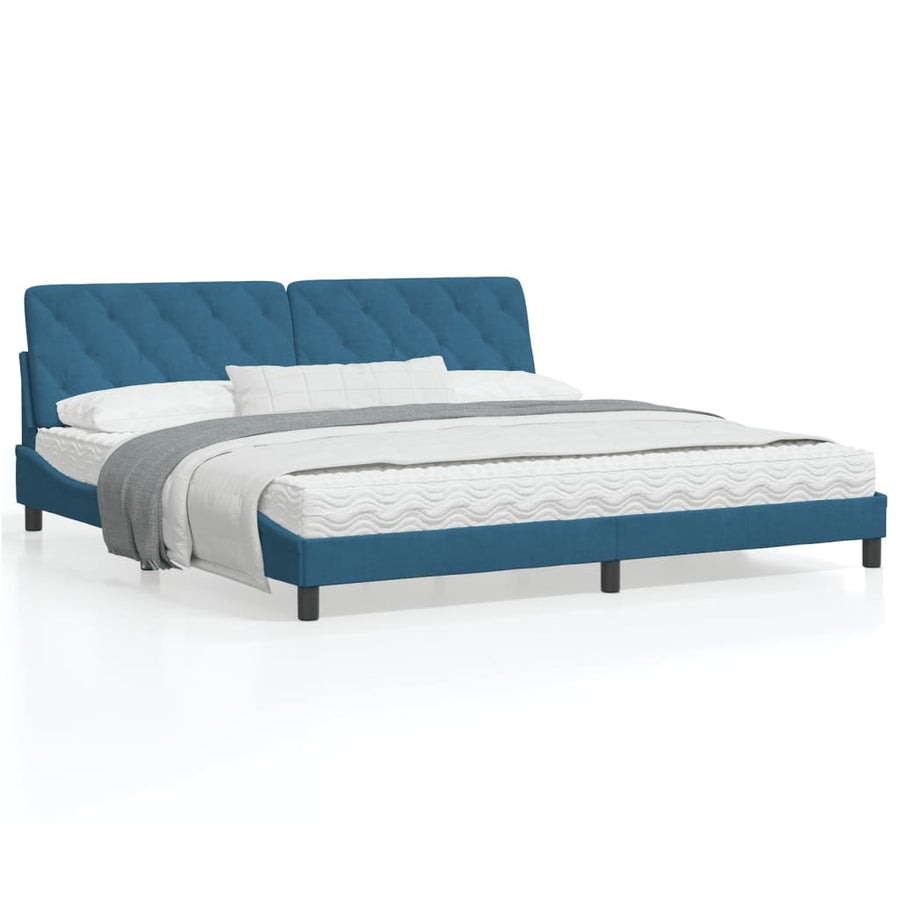 Bedframe met LED-verlichting fluweel blauw 200x200 cm