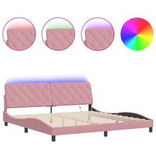 Bedframe met LED-verlichting fluweel roze 200x200 cm