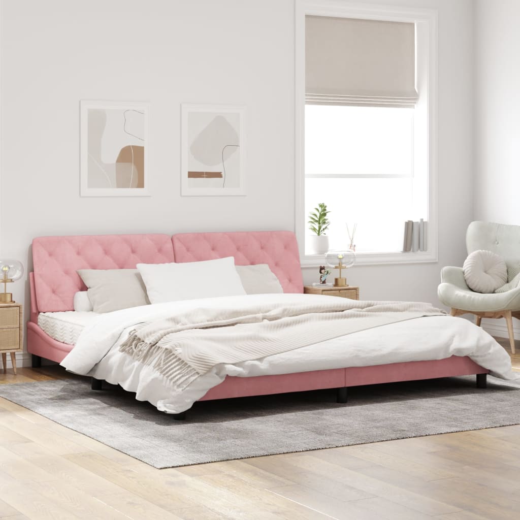 Bedframe met LED-verlichting fluweel roze 200x200 cm