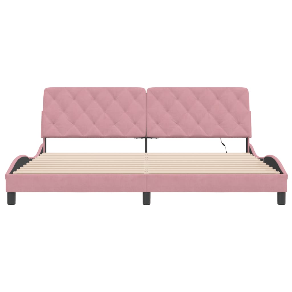 Bedframe met LED-verlichting fluweel roze 200x200 cm