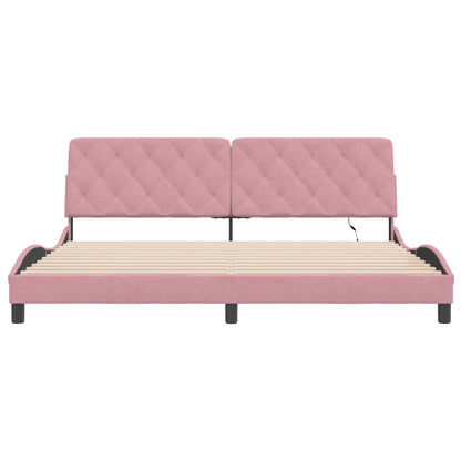 Bedframe met LED-verlichting fluweel roze 200x200 cm