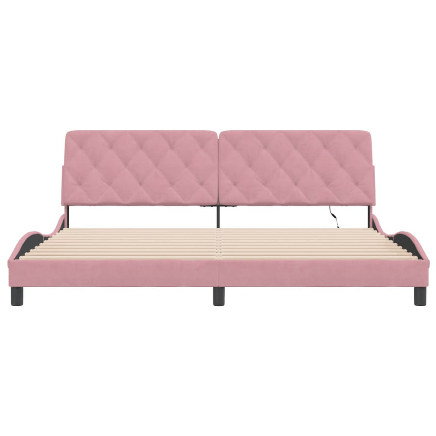 Bedframe met LED-verlichting fluweel roze 200x200 cm