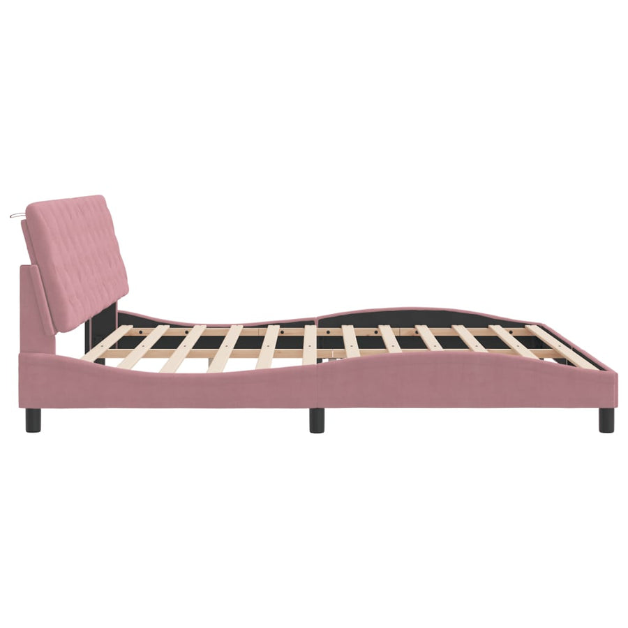 Bedframe met LED-verlichting fluweel roze 200x200 cm
