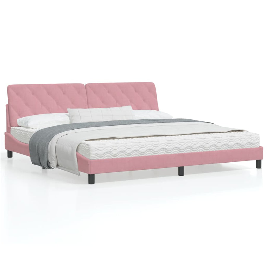 Bedframe met LED-verlichting fluweel roze 200x200 cm