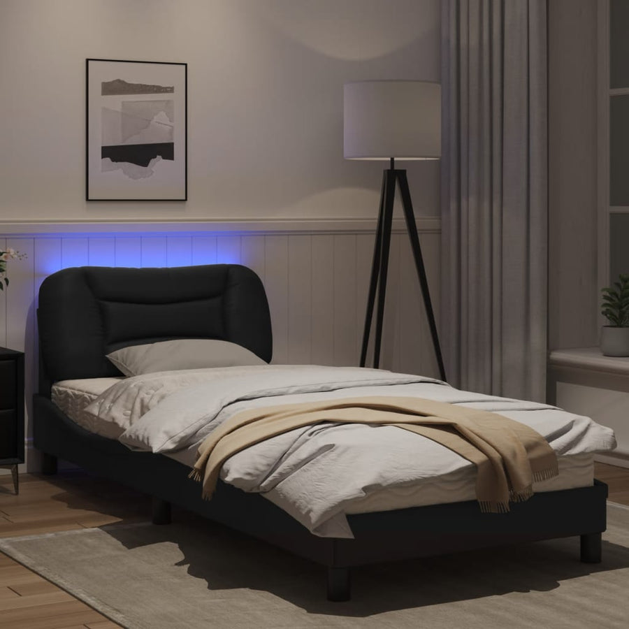 Bedframe met LED-verlichting kunstleer zwart 80x200 cm