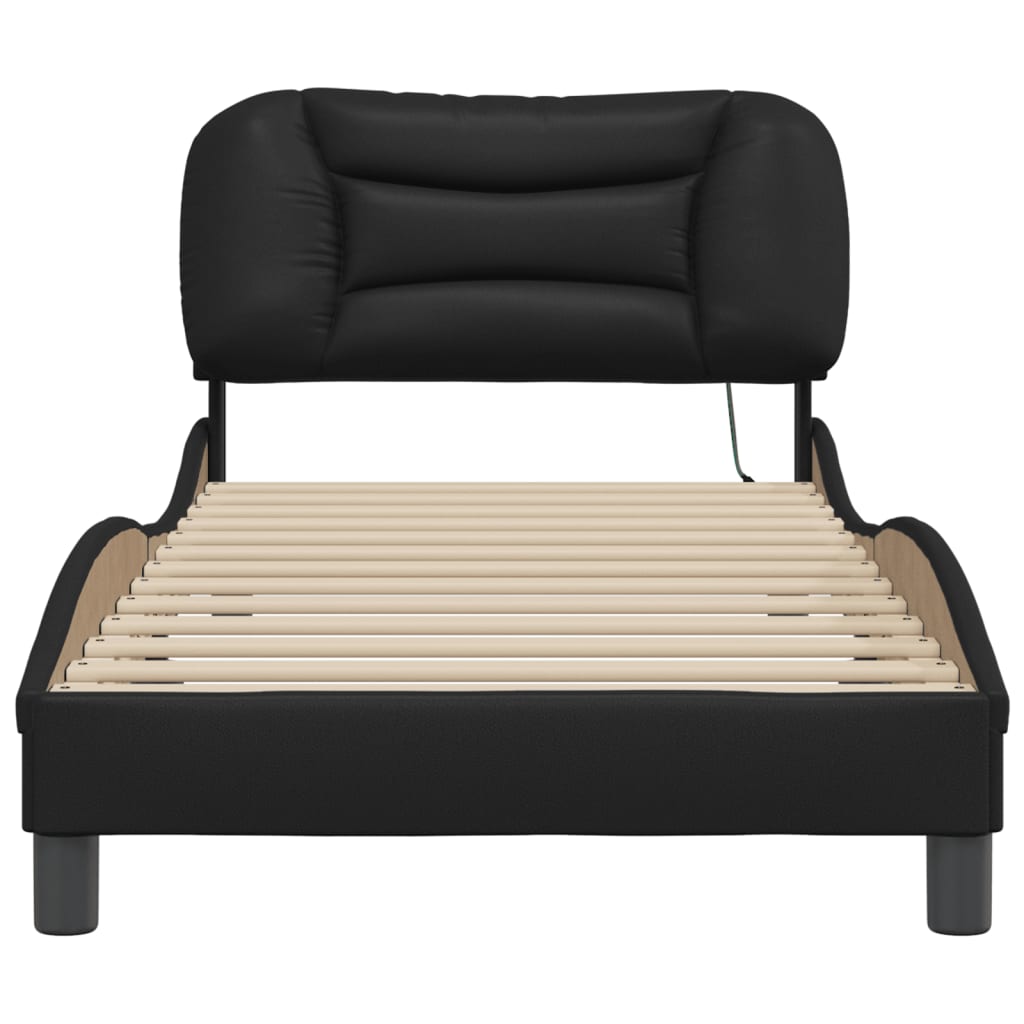 Bedframe met LED-verlichting kunstleer zwart 80x200 cm