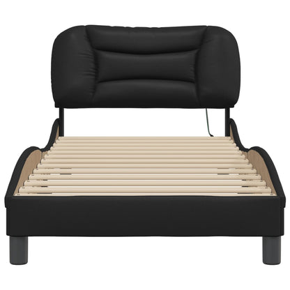 Bedframe met LED-verlichting kunstleer zwart 80x200 cm