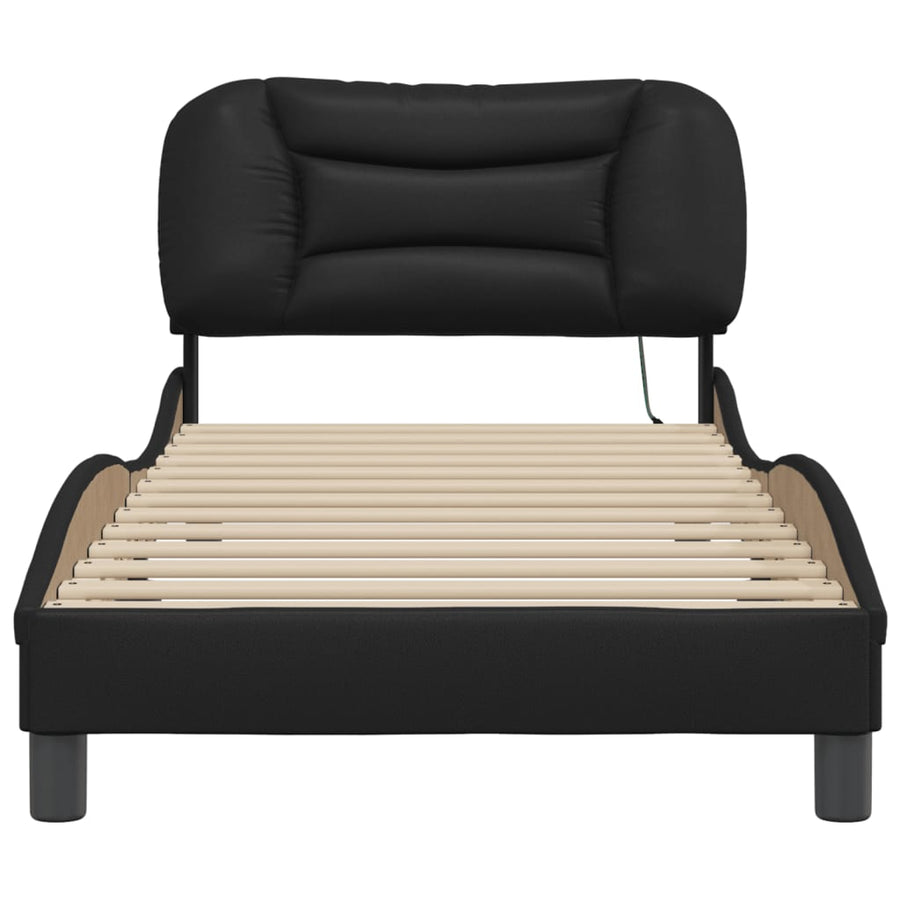 Bedframe met LED-verlichting kunstleer zwart 80x200 cm