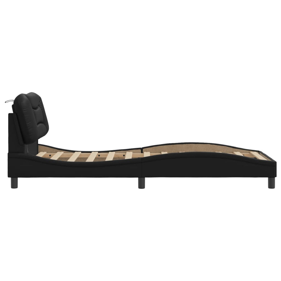Bedframe met LED-verlichting kunstleer zwart 80x200 cm