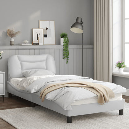 Bedframe met LED-verlichting kunstleer wit 80x200 cm
