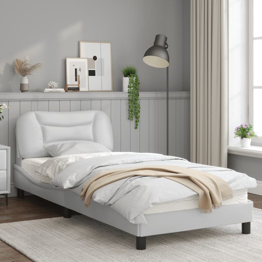 Bedframe met LED-verlichting kunstleer wit 80x200 cm