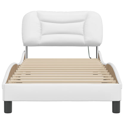 Bedframe met LED-verlichting kunstleer wit 80x200 cm