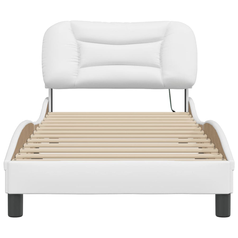 Bedframe met LED-verlichting kunstleer wit 80x200 cm