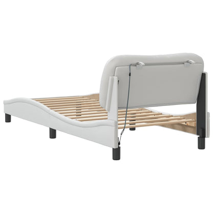 Bedframe met LED-verlichting kunstleer wit 80x200 cm