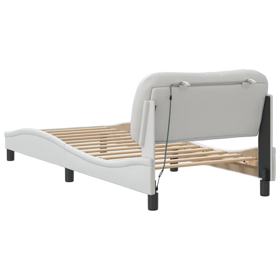 Bedframe met LED-verlichting kunstleer wit 80x200 cm