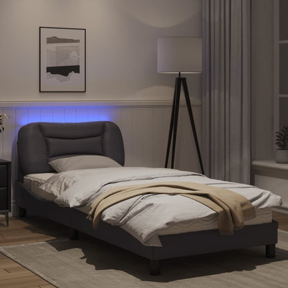 Bedframe met LED-verlichting kunstleer grijs 80x200 cm