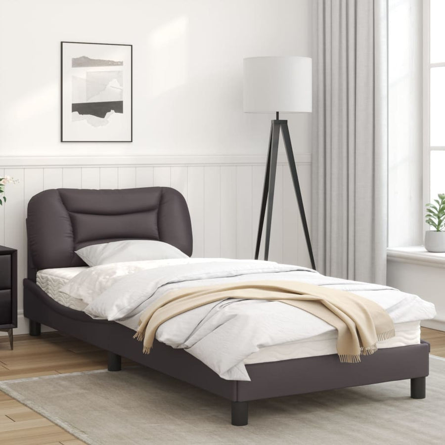 Bedframe met LED-verlichting kunstleer grijs 80x200 cm