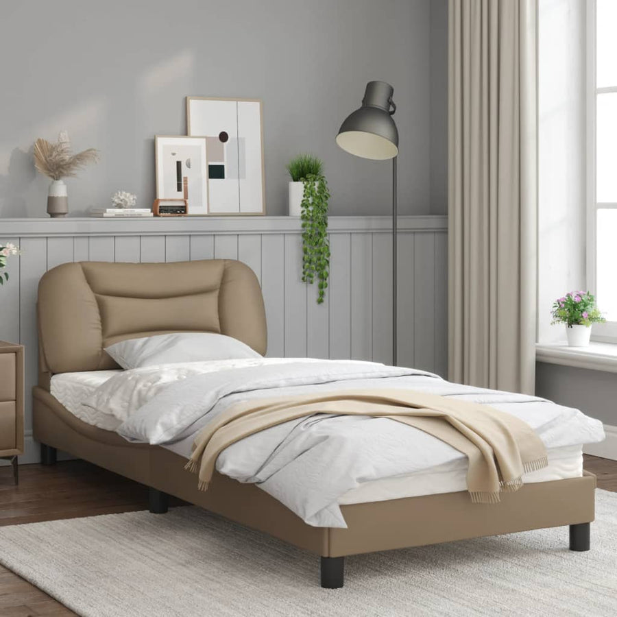 Bedframe met LED-verlichting kunstleer cappuccino 80x200 cm