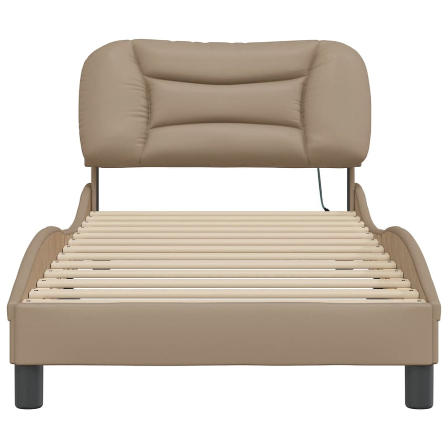 Bedframe met LED-verlichting kunstleer cappuccino 80x200 cm
