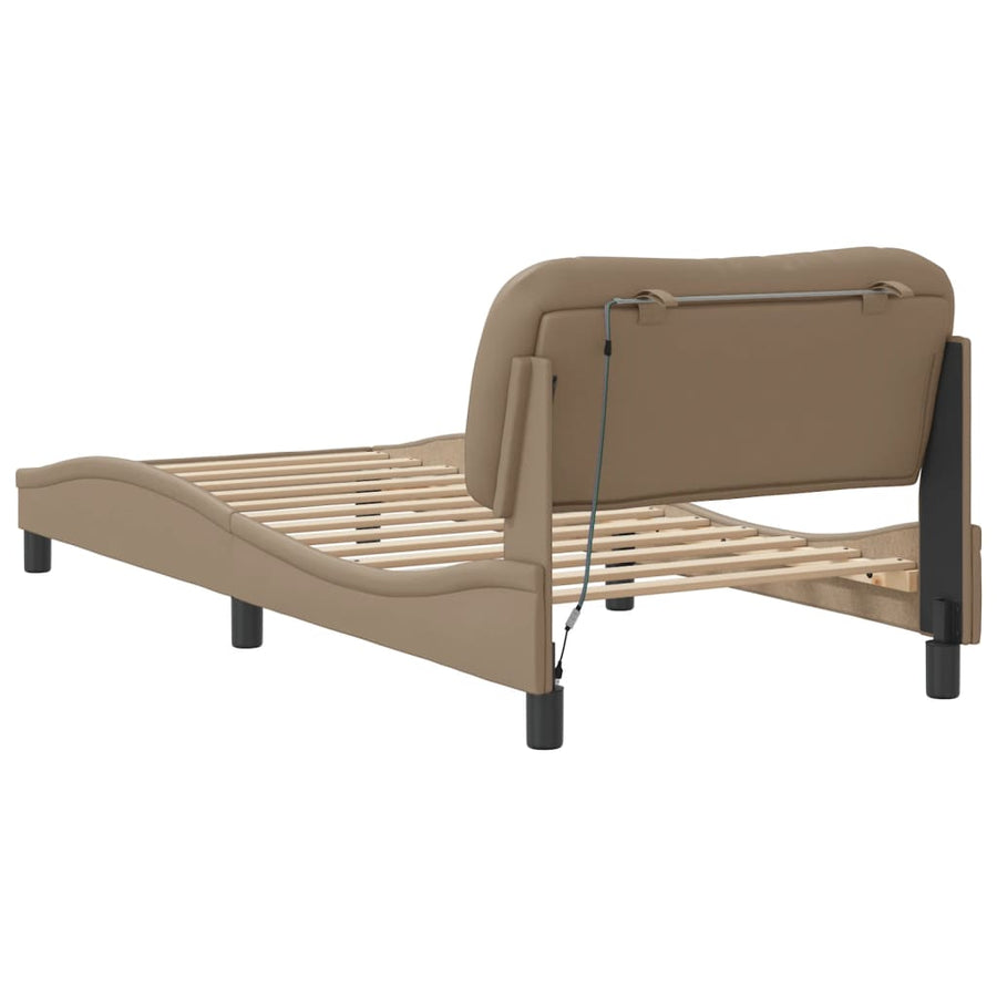 Bedframe met LED-verlichting kunstleer cappuccino 80x200 cm
