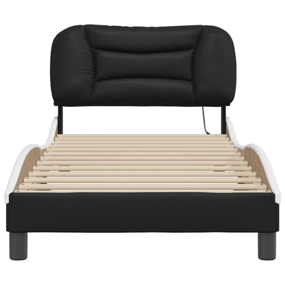 Bedframe met LED-verlichting kunstleer zwart en wit 80x200 cm