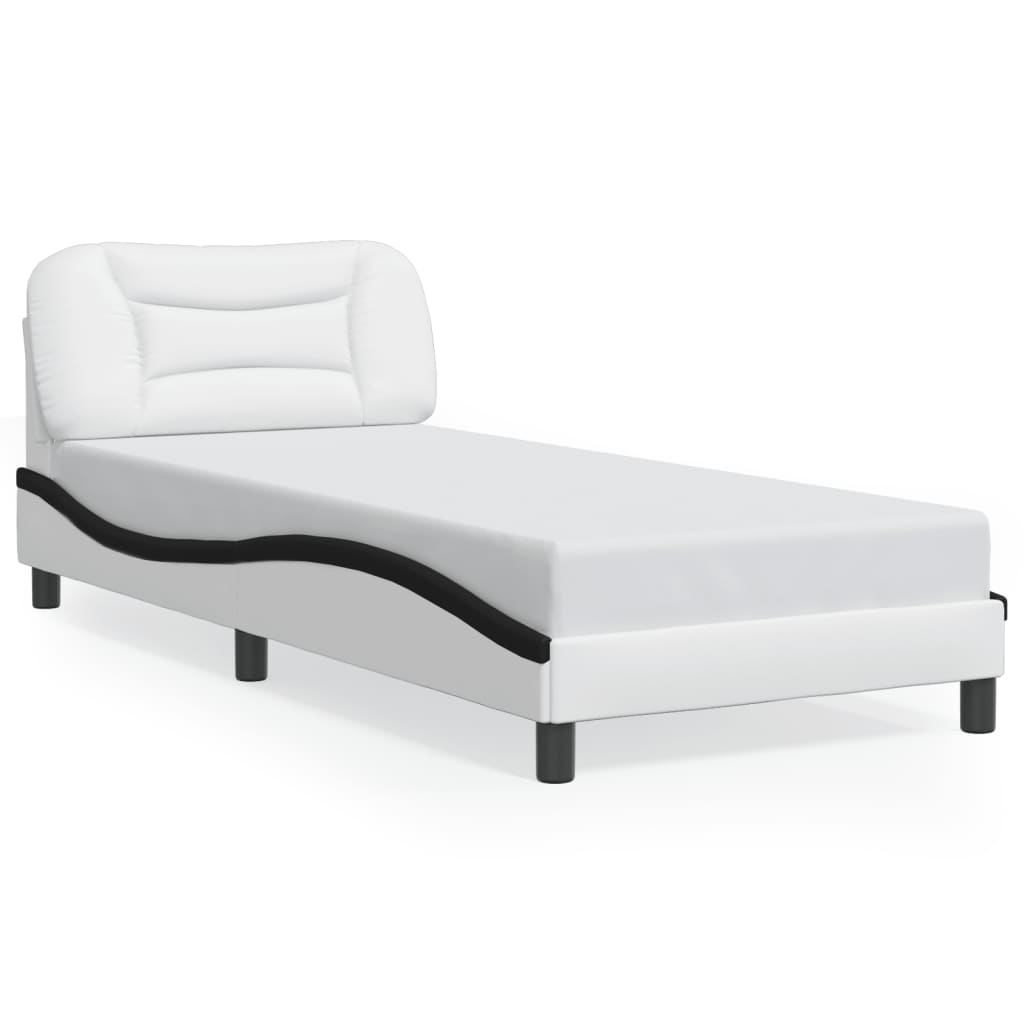 Bedframe Met Led-Verlichting Kunstleer 80 x 200 cm Wit en zwart