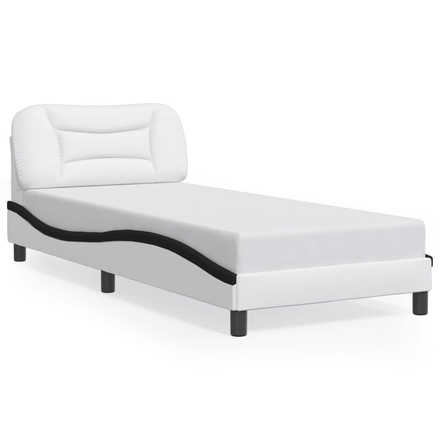 Bedframe Met Led-Verlichting Kunstleer 80 x 200 cm Wit en zwart