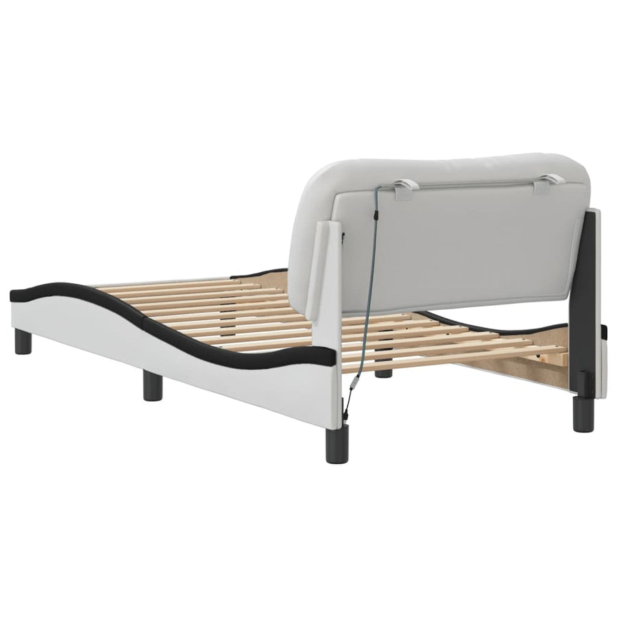 Bedframe Met Led-Verlichting Kunstleer 80 x 200 cm Wit en zwart